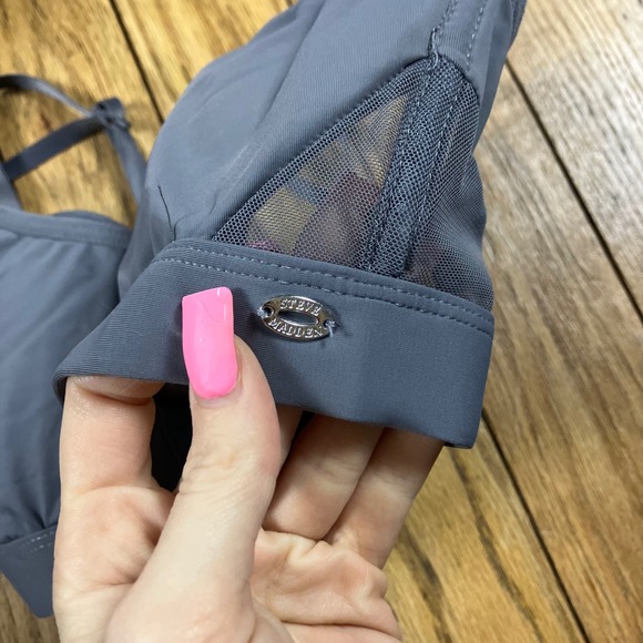 Steve Madden Womens Slate Grey Mesh Trim Bralette Bra 36C Adjustable Straps - Picture 4 of 6